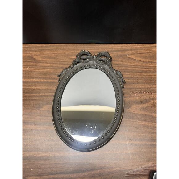 Vintage Andrea By Sadek Oval Wall Mirror Metal Frame With Bow At Top 13” 1940s - Picture 2 of 8